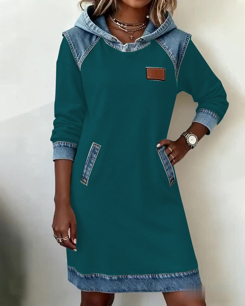 Bessy | Dress with hood and contrasting panels