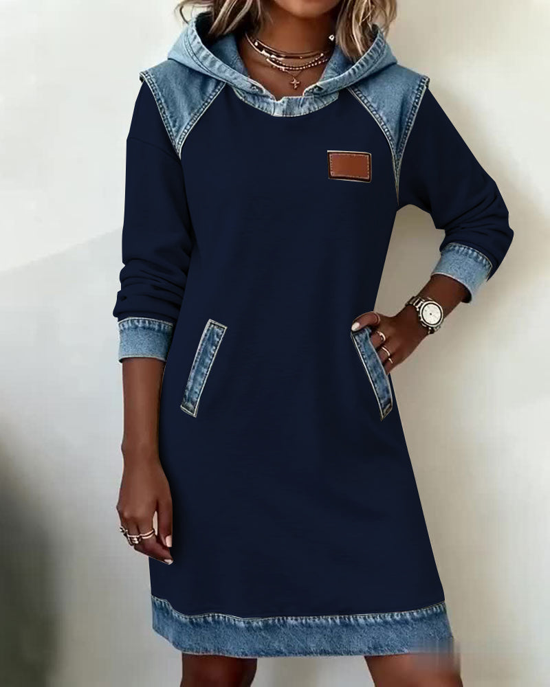 Bessy | Dress with hood and contrasting panels
