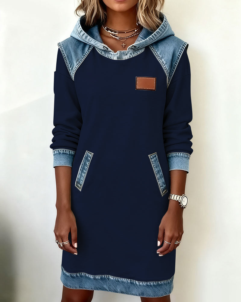 Bessy | Dress with hood and contrasting panels