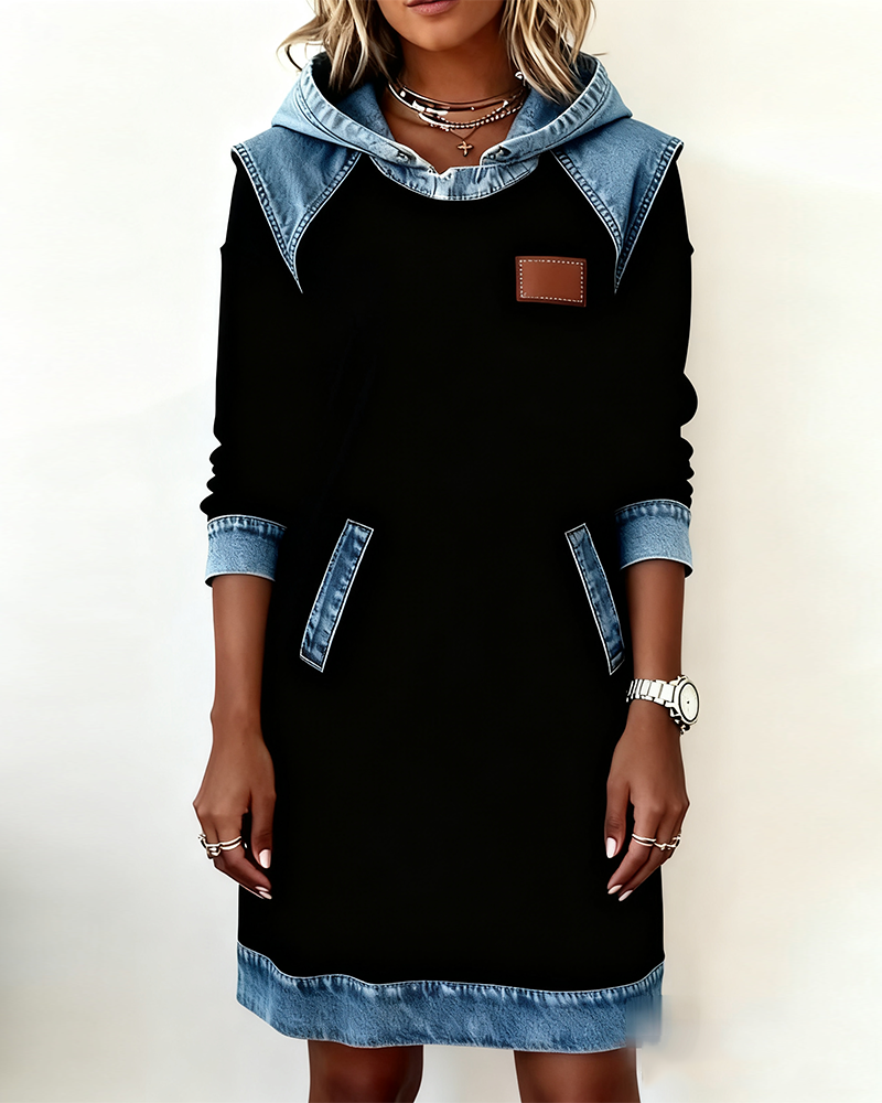 Bessy | Dress with hood and contrasting panels