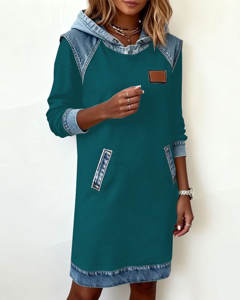 Bessy | Dress with hood and contrasting panels
