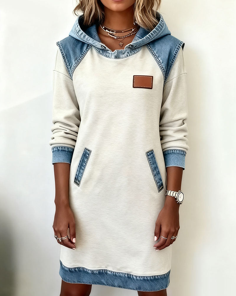 Bessy | Dress with hood and contrasting panels