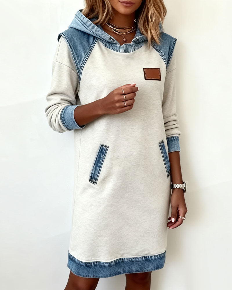 Bessy | Dress with hood and contrasting panels