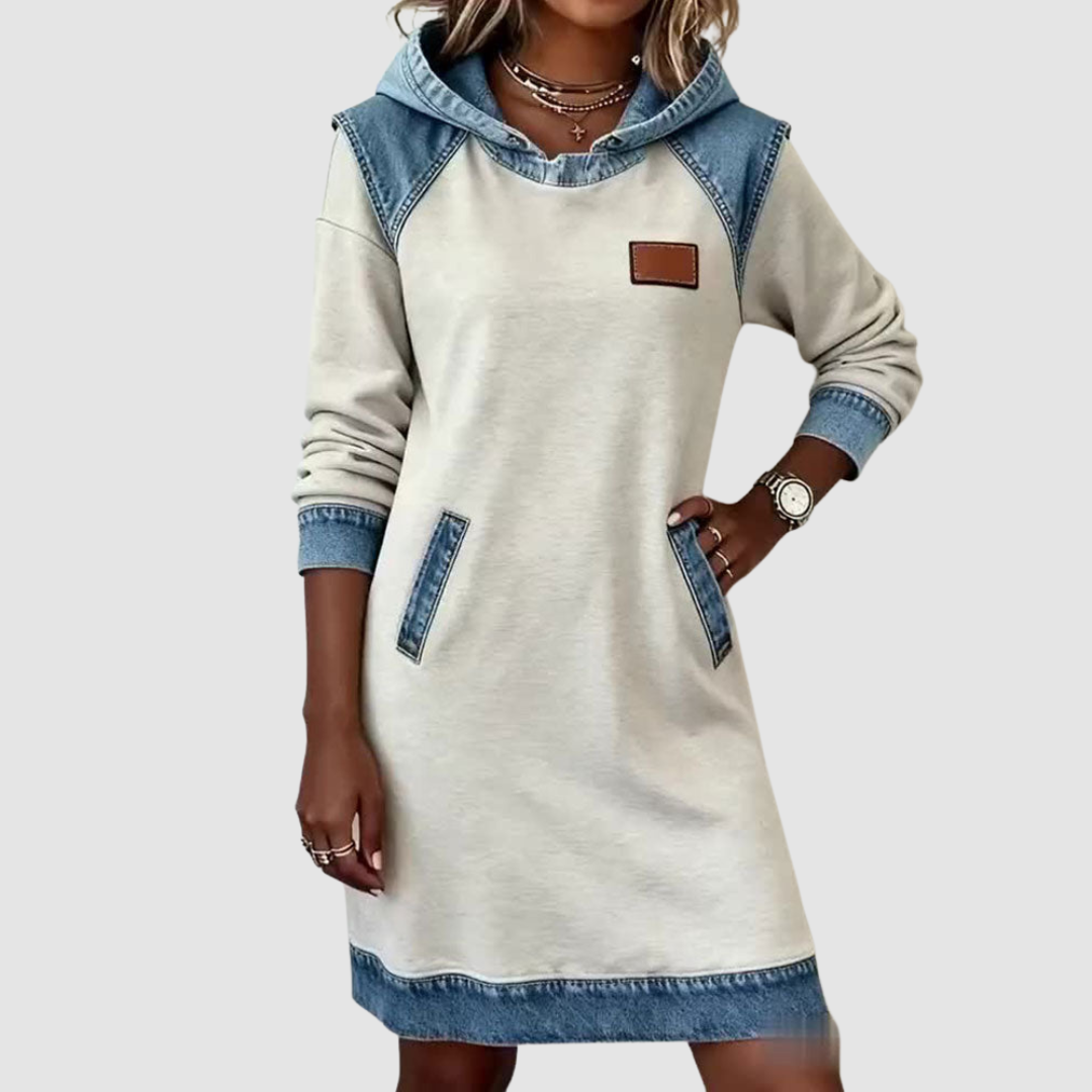 Bessy | Dress with hood and contrasting panels