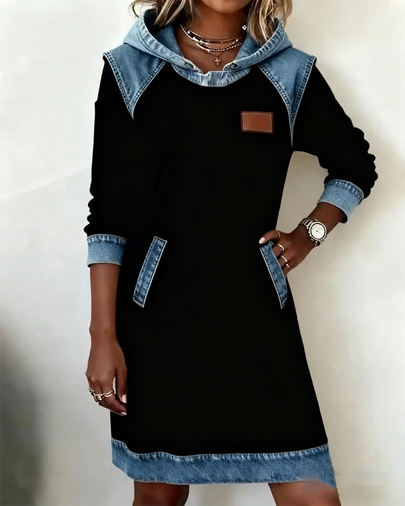 Bessy | Dress with hood and contrasting panels