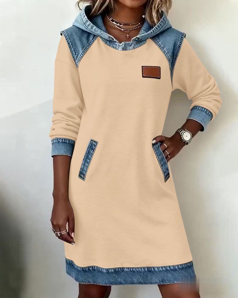 Bessy | Dress with hood and contrasting panels