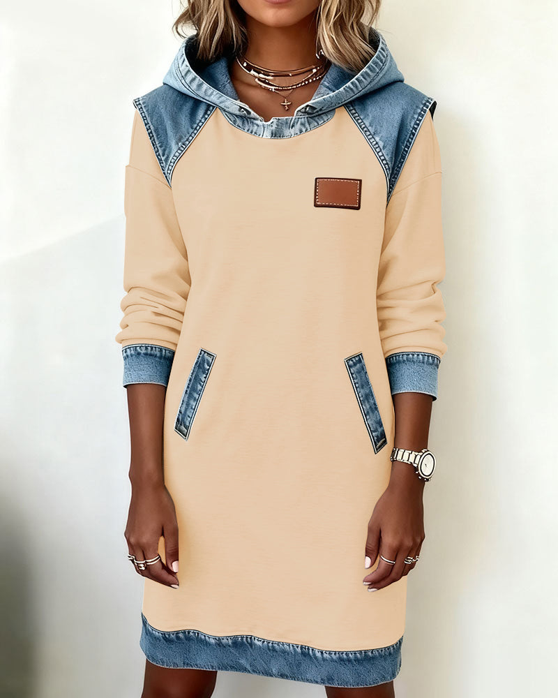 Bessy | Dress with hood and contrasting panels